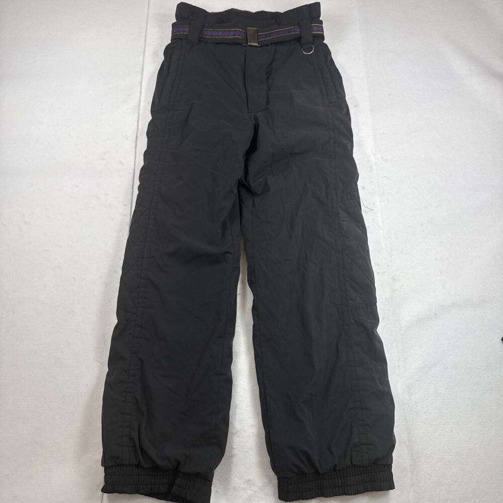 Vintage White Stag Insulated Snow Ski Pants Black Tribal Belt Retro Women’s 12 L